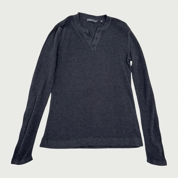 Charcoal Gray Thermal Henley - Picture 1 of 8